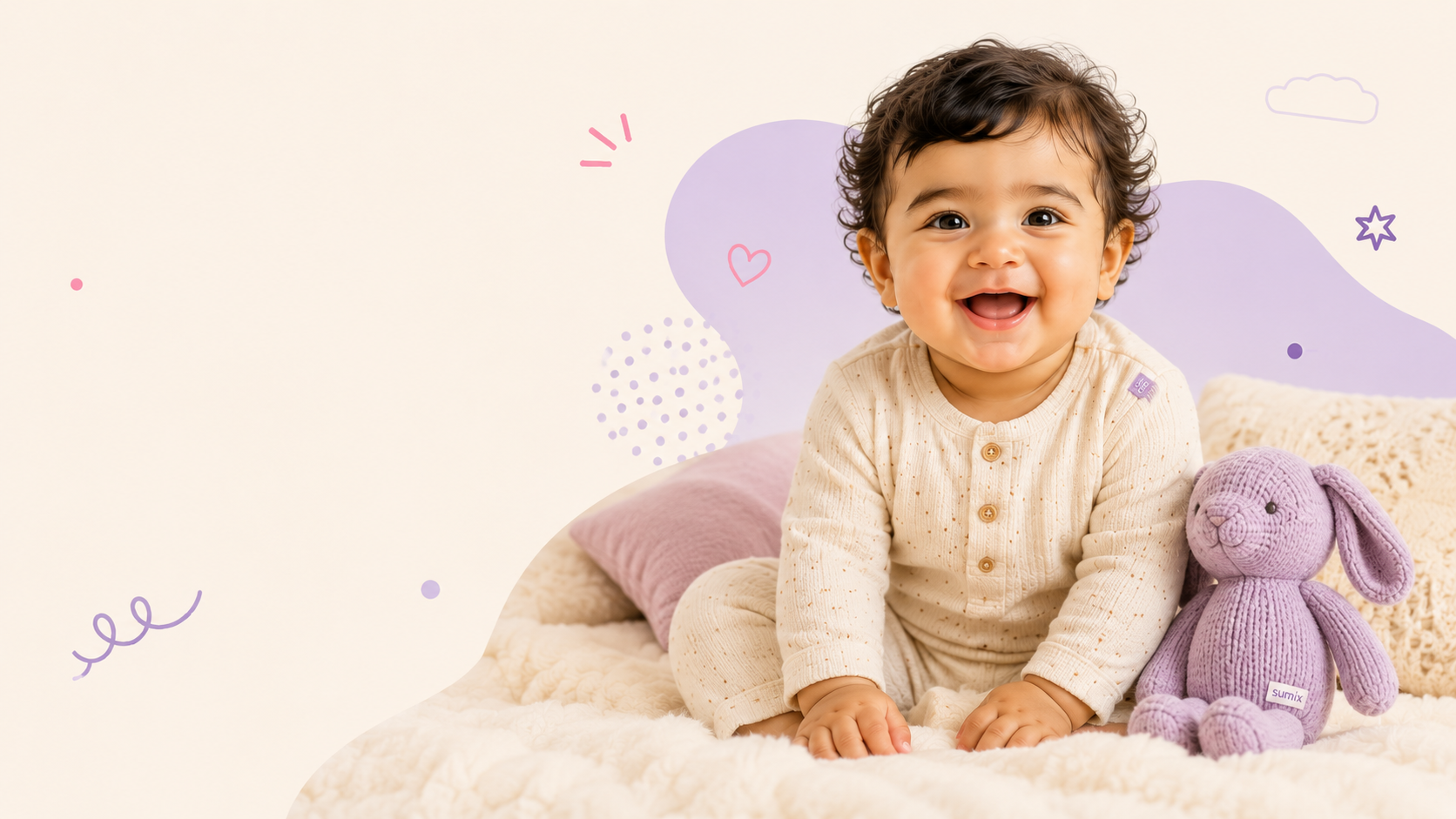Sumix baby in soft cotton clothing