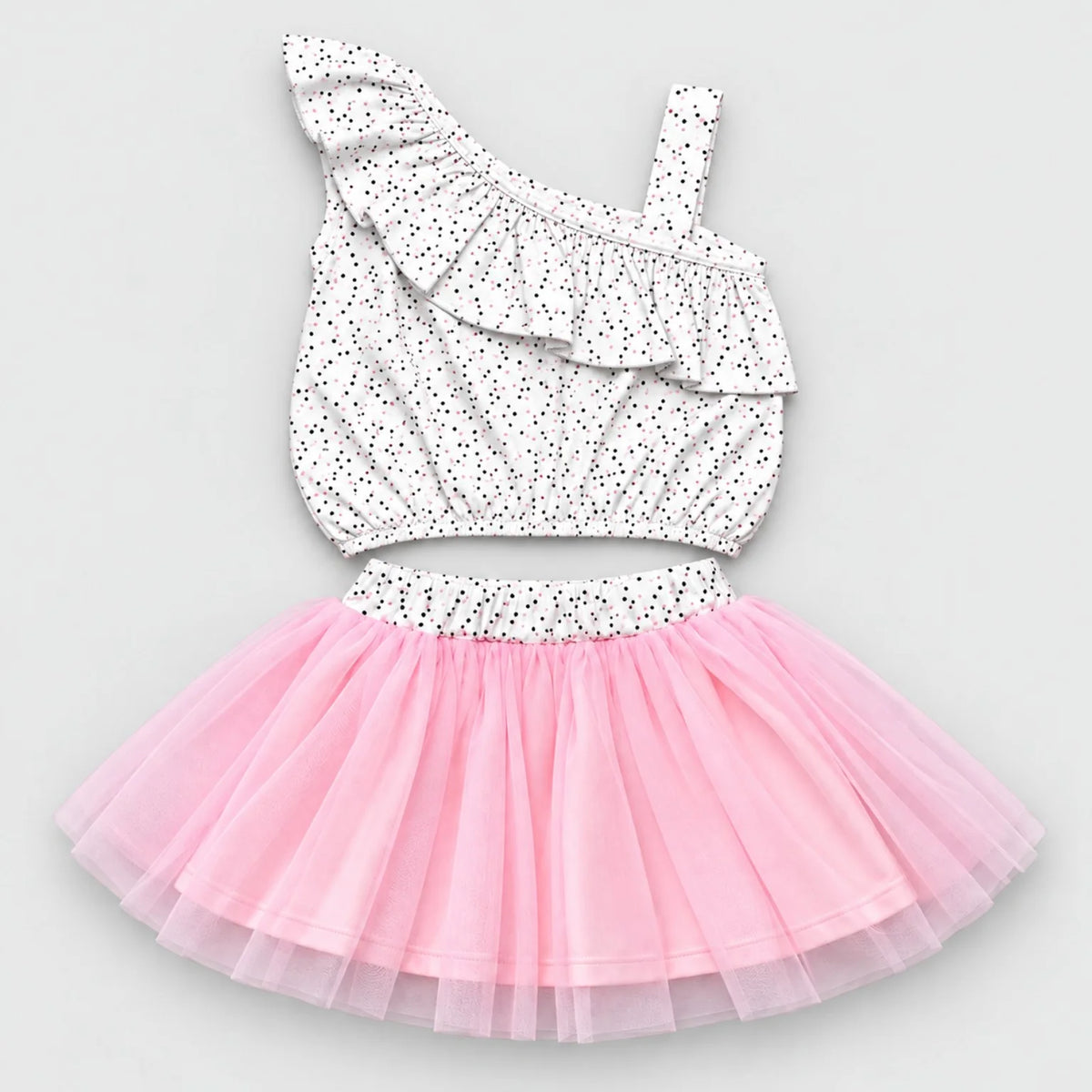 Anna Girls Tulle Skirt & White Ruffle Top Set — view 9