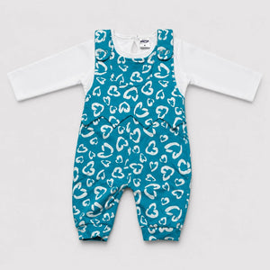 Elora - Baby Heart Print Dungaree Romper