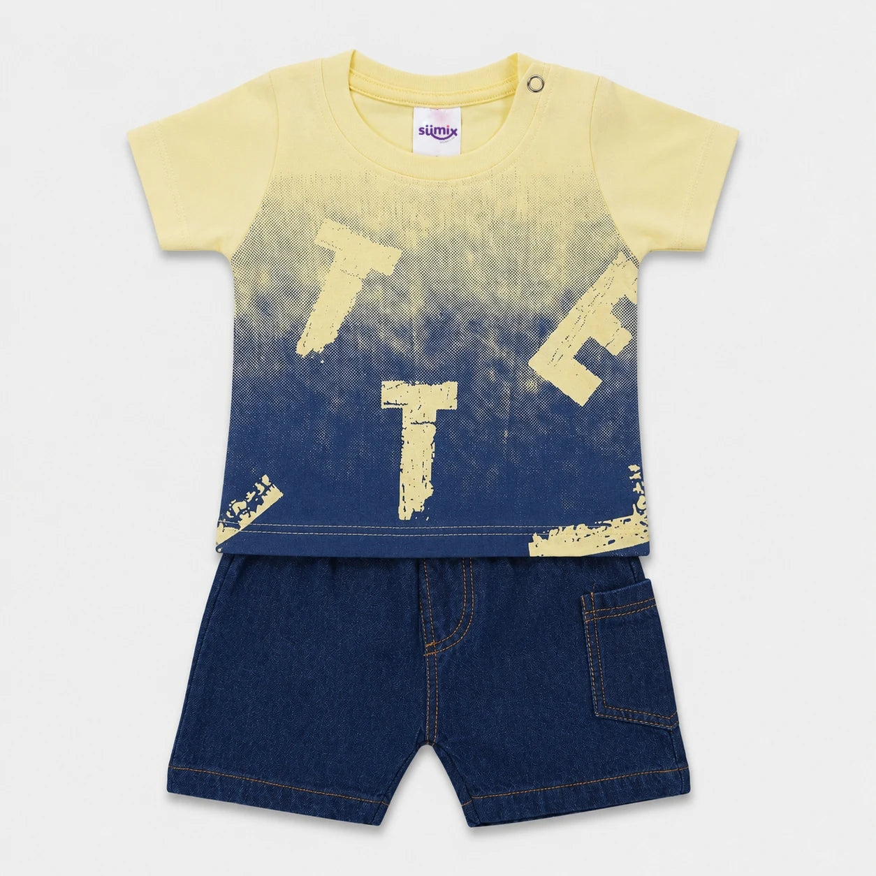 Rehan Boys Ombre Tee & Denim Shorts Set — view 1