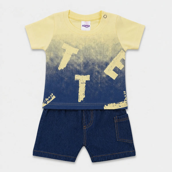 Rehan Boys Ombre Tee & Denim Shorts Set