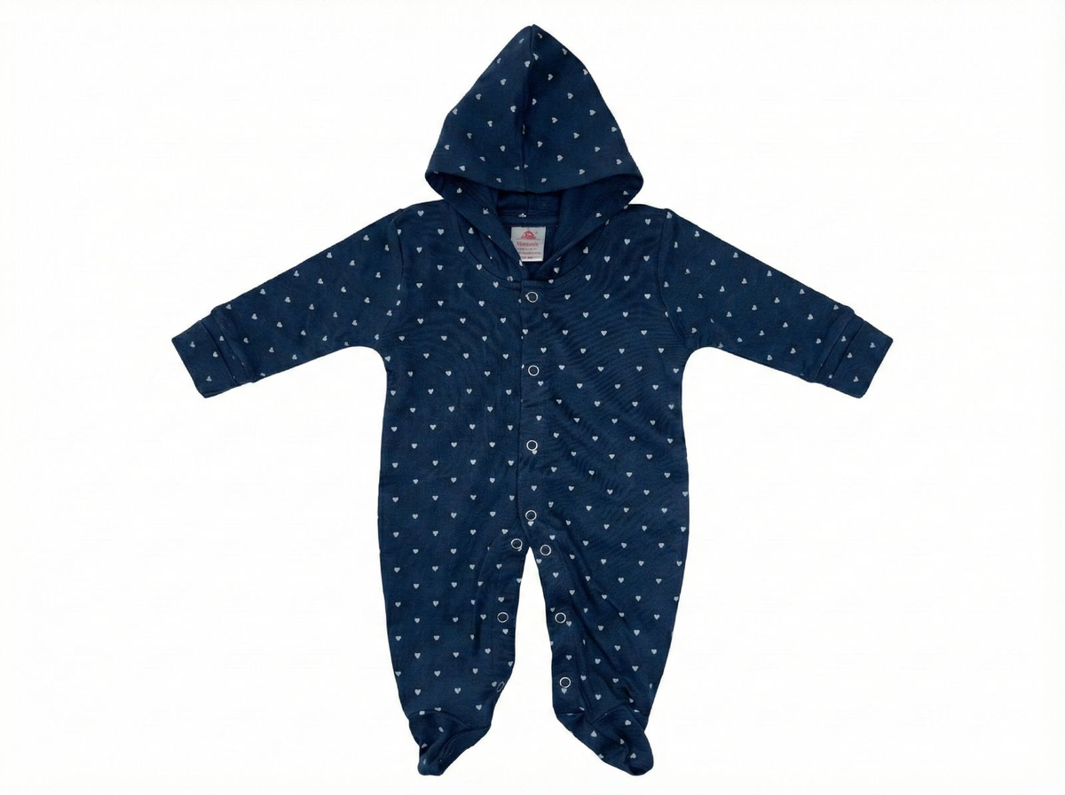 Baby Heart Print Hooded Romper