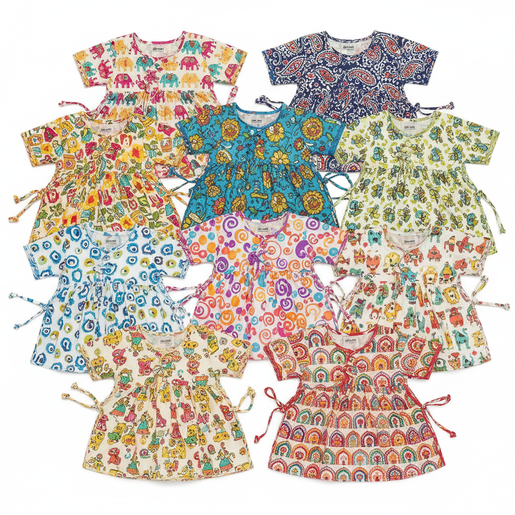 Sumix Summer Jabla Pack of 8 in vibrant prints, lightweight voile cotton with side-tie closure