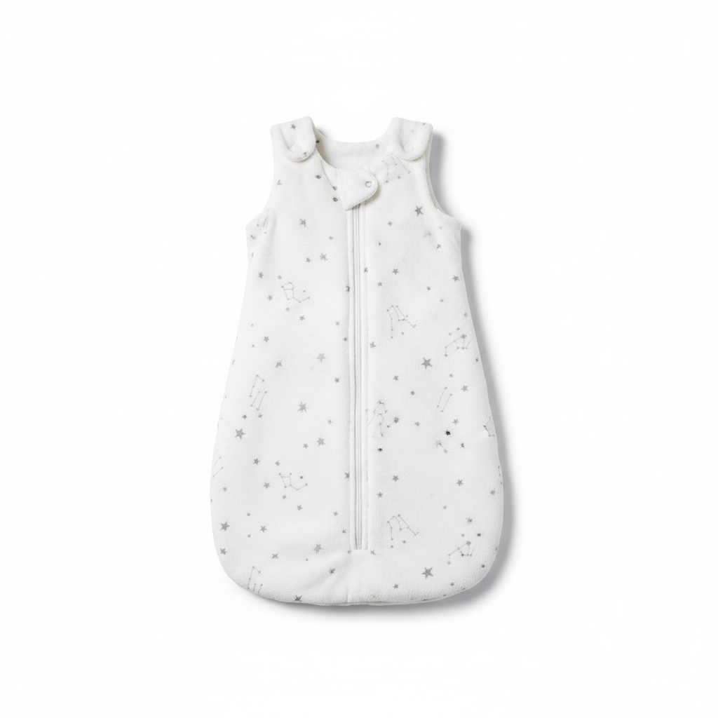 Baby Star Print Sleeping Bag in white