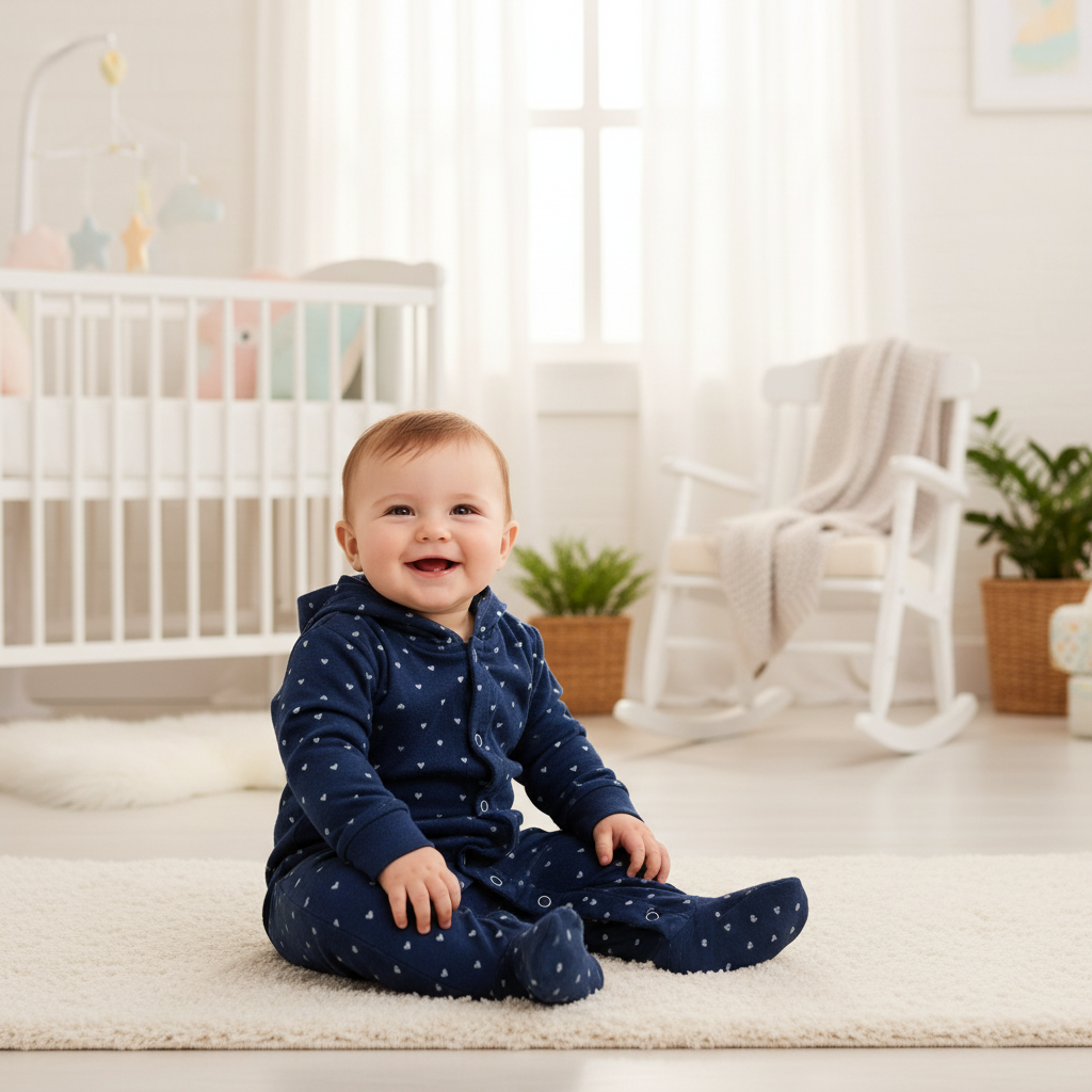 Baby wearing Heart Print Hooded Romper