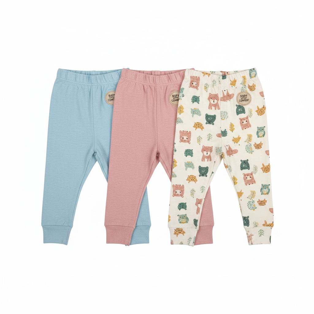 Sumix Soft Cotton Leggings Pack of 3 in assorted colors with gentle elastic waistband