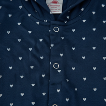 Baby Heart Print Hooded Romper - fabric close-up