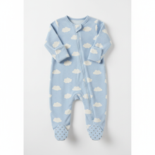 Sumix Footed Sleep Suit in soft brushed cotton with full zip, chin guard and anti-slip soles
